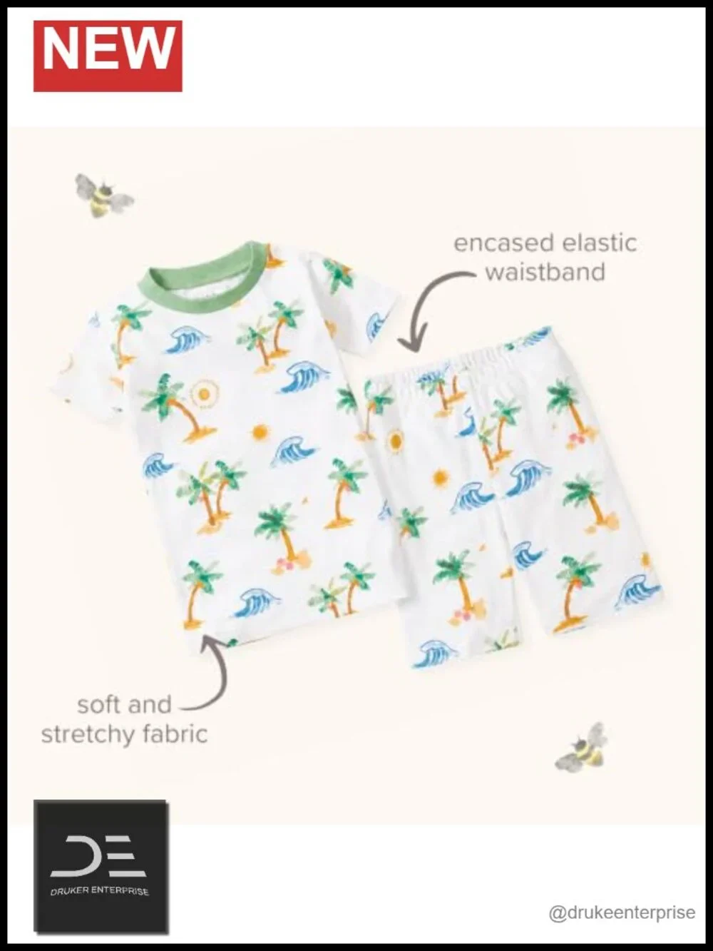 Organic Cotton Short Sleeve & Shorts 2-Piece Pajama Set for Toddlers Kids